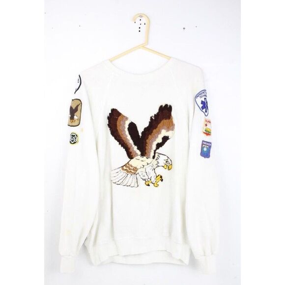 Other - Rare OOAK Vintage Bassett-Walker Big Eagle  Sweatshirt WPatches Around The World